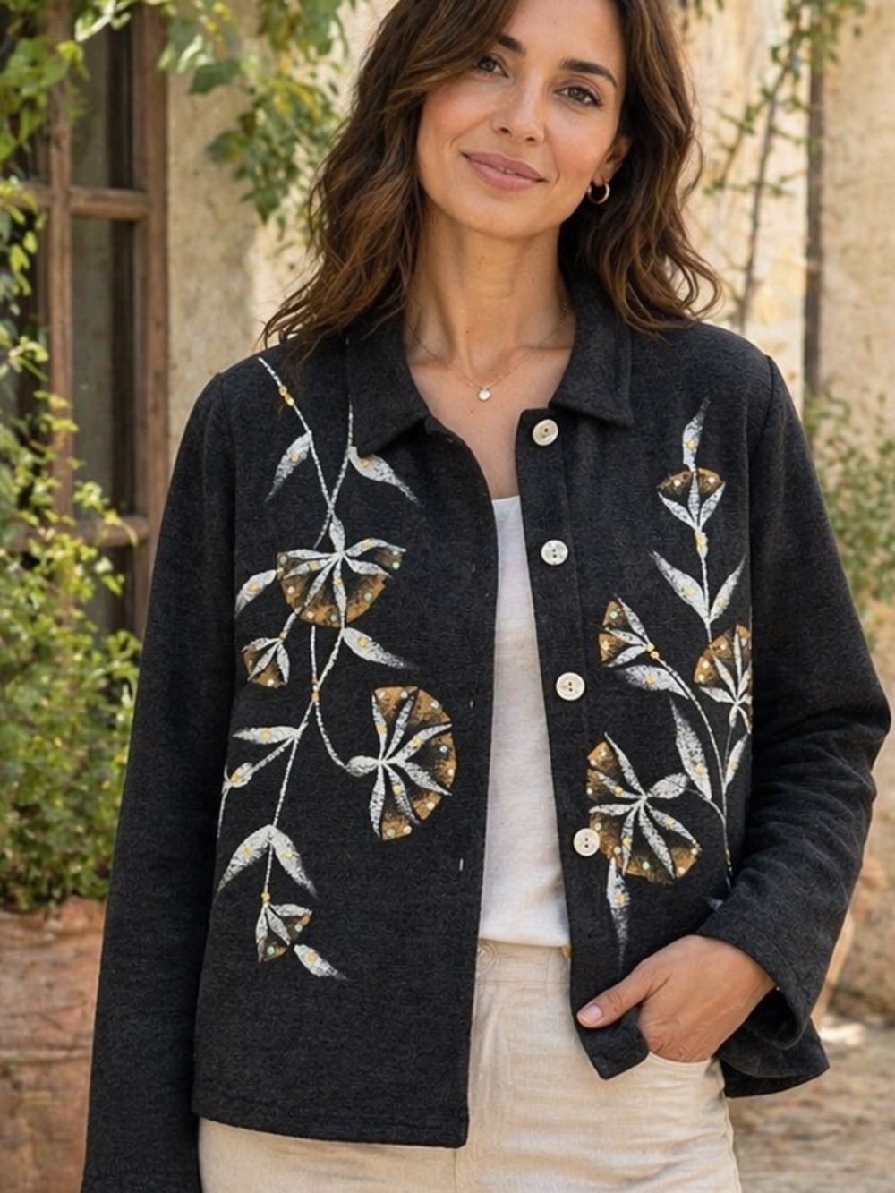 Variations Dark Charcoal Button-Up Jacket